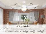 Reversible Ceiling Fan with Light, 3 Blades Indoor Modern Mount White LED Lighting Fan with Remote T3398P329551