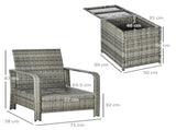 3 Pieces Rattan Bistro Set, Wicker Garden Furniture Set with Storage Coffee Table and Chairs, T3398P317586
