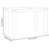 ZNTS Dining Table Panama 117x60x75 cm Solid Wood Pine 4005702