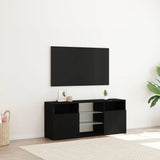 TV Cabinet with LED Lights Black Oak 120x30x50 cm Engineered Wood 862035