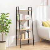 ZNTS 4-Tier Standing Shelf Light Brown and Black 56x35x140 cm 336364