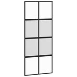 Sliding Door Black 90x205 cm Tempered Glass and Aluminium 155223