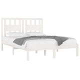Bed Frame White Solid pine wood Double Sleek Bed Frame 3103914