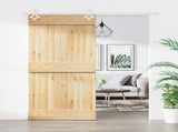 Sliding Door Natural and White 100 x 210 cm Solid Pine Wood 3445106