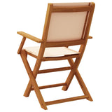Folding Garden Chairs 6 pcs Beige Fabric and Solid Wood 3214584