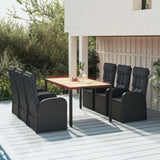 7 Piece Garden Dining Set Black Poly Rattan&Solid Wood Acacia 3157637