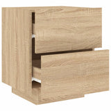 ZNTS Bedside Cabinet with LED Lights Sonoma Oak Engineered Wood 836739