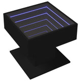 ZNTS Coffee Table with LED Black 50x50x45 cm Engineered Wood 847526