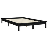 Bed Frame Black Solid Pine Wood King Size Decorative Inlays 820550