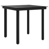 Garden Dining Table Black 80x80x74 cm Steel and Glass 318746