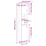 Bathroom Cabinet Grey Sonoma 32x25.5x190 cm Engineered Wood 815538