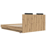 Bed Frame with Headboard with Storage Artisan Oak 150 x 200 cm 3416341