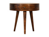 Solid Wood Chestnut Semi Circle Bedside, 1 Drawer, Dark Brown B2743P402949