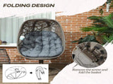 Swivel Egg Chair with Cushions, Foldable Basket Seat and Metal Frame, Indoor Outdoor Lounge Chair T3398P322185