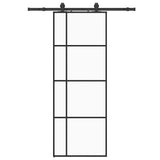 Sliding Door with Hardware Set Black 76x205 cm ESG Glass 3375910