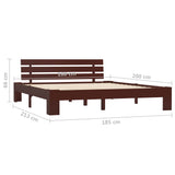 Bed Frame without Mattress Dark Brown 180x200 cm Solid Wood Pine 283177