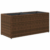 Garden Planter with 2 Pots Brown 72x30x32 cm Poly Rattan 366423