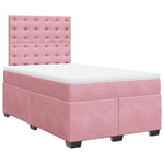 ZNTS Box Spring Bed with Mattress Pink 120x190 cm Small Double Velvet 3290875