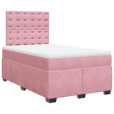 ZNTS Box Spring Bed with Mattress Pink 120x190 cm Small Double Velvet 3290875