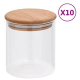 Storage Glass Jars with Bamboo Lid 10 pcs 600 ml 150695