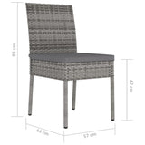 Dining Chair Set of 4 Grey Poly Rattan Standard Light Weight 317169