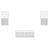 4 Piece TV Wall Cabinets with LED Lights White 3216569