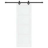 Sliding Door White and Black 73.5 x 211 cm Solid Pine Wood 3333497