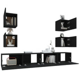 TV Cabinet Set Set of 6 Black Engineered wood Standard 3114263