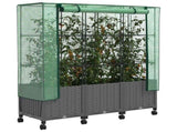 Garden Planter with Greenhouse Cover&Wheels 3 pcs Light Grey PP 3423069