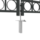 Fence Gate ASSEN 301 x 175.5 cm Steel Grey Lockable 42008934