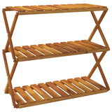 3-Tier Folding Shelf Brown 70x31x63 cm Solid Wood Acacia 153328