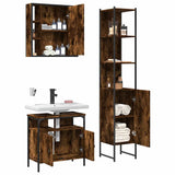 3 Piece Bathroom Cabinet Set Smoked Oak Engineered Wood 3214737