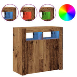 Sideboard with LED Lights Old Wood 80x35x75 cm Engineered Wood 856361