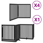Dog Gate with Door Foldable 12 Panels Black 960 cm Poplar Wood 3155688