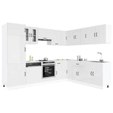 14 Piece Kitchen Cabinet Set Kalmar Gloss White Engineered Wood 3314973