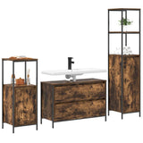 Bathroom Furniture Set 3 pcs Smoked Oak Engineered Wood 3328361
