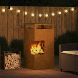 Fire Pit Brown 50 x 50 x 100 cm Weathering Steel 858933