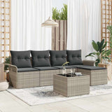 Outdoor Sofa with Cushion 6 pcs Light Grey Poly Rattan 3345332
