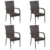 5 Piece Garden Dining Set Brown Poly Rattan 3156660