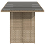 Garden Table with Glass Top Beige 190x80x74 cm Poly Rattan 365307