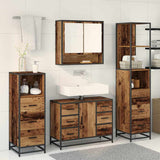 Bathroom Furniture Set with Door 4 pcs Old Wood Engineered Wood 3402462