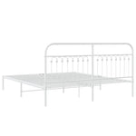 Metal Bed Frame without Mattress with Headboard White 183x213cm 376654