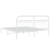 Metal Bed Frame without Mattress with Headboard White 183x213cm 376654