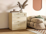 Chest of Four Rattan Weave Panel Drawers - Wood-Effect T3398P343297