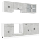 8 Piece Kitchen Cabinet Set Porto Concrete Grey Engineered Wood 3314845