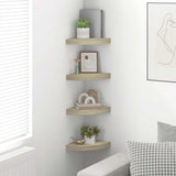 Floating Corner Shelves 4 pcs Oak 25x25x3.8 cm MDF 323906