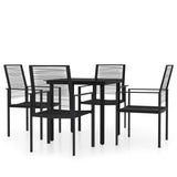 Dining Set Black Powder-Coated Steel, PVC hollow rattan, Glass 3099198