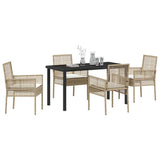 Garden Dining Set with Cushion 5 pcs Beige Poly Rattan 3379893