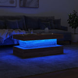 ZNTS Coffee Table with LED Lights Brown Oak 90x50x40 cm 839853