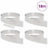 Lawn Edging 4 pcs Silver 450 x 0.05 x 15 cm Stainless Steel 868023